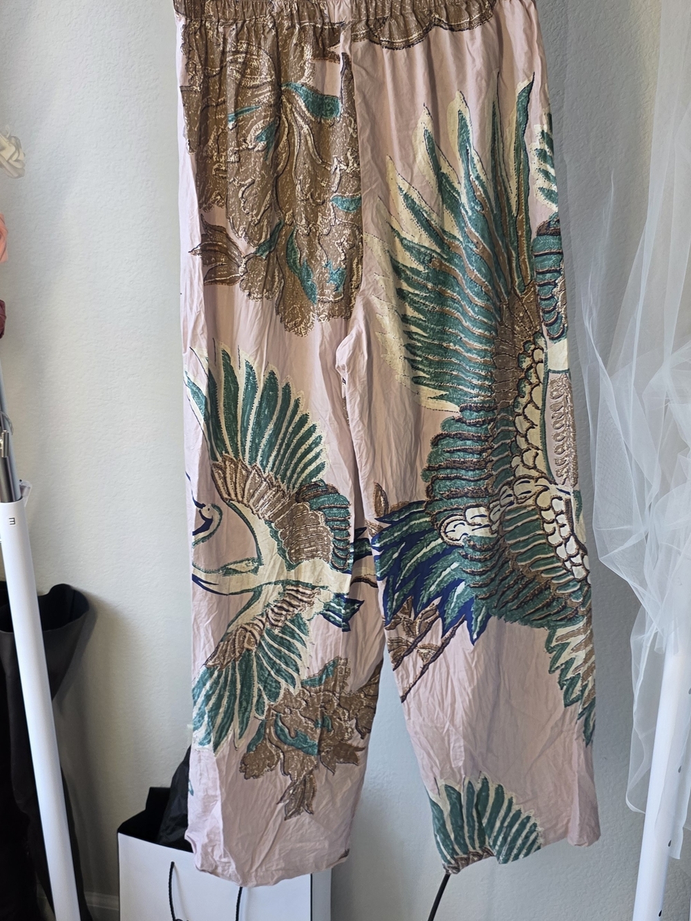 One Hundred Stars Pink Crane-Print Pajama Set S/M - Picture 6 of 7